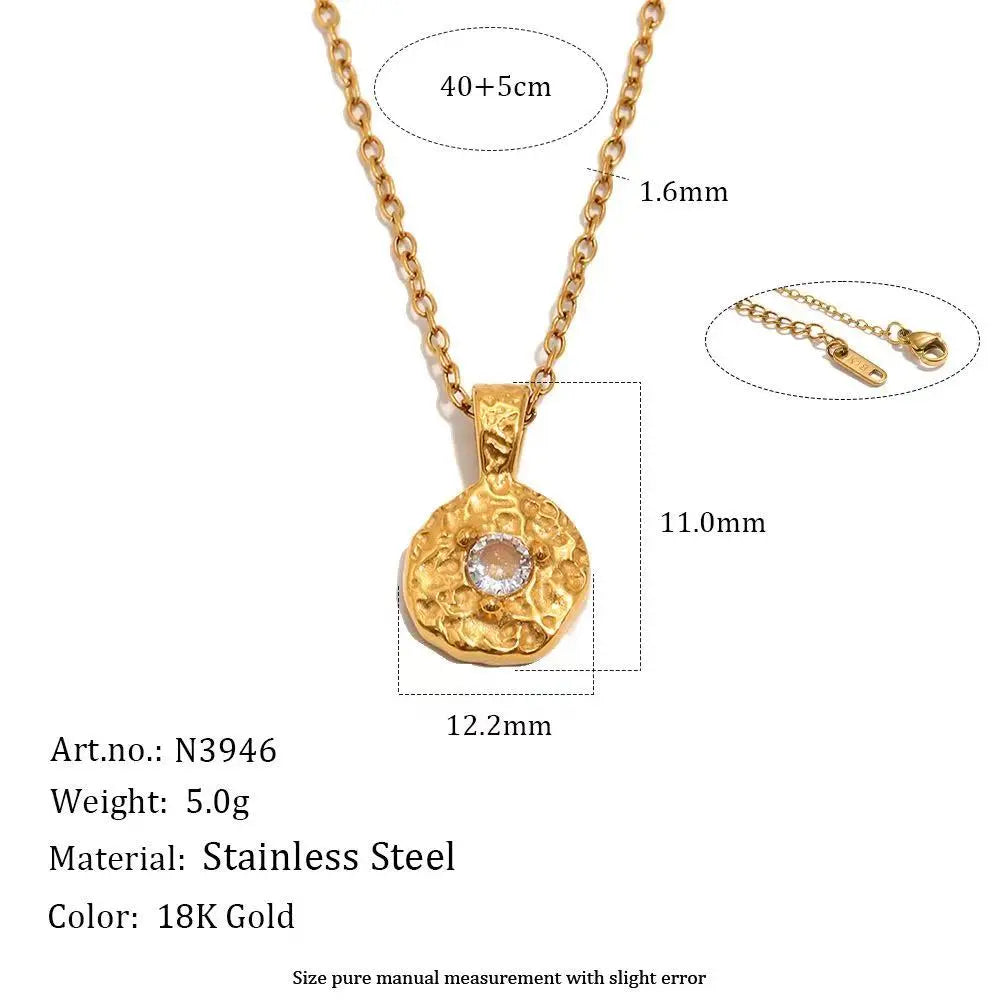 12 Birthstone Hammered Pendant Necklace
