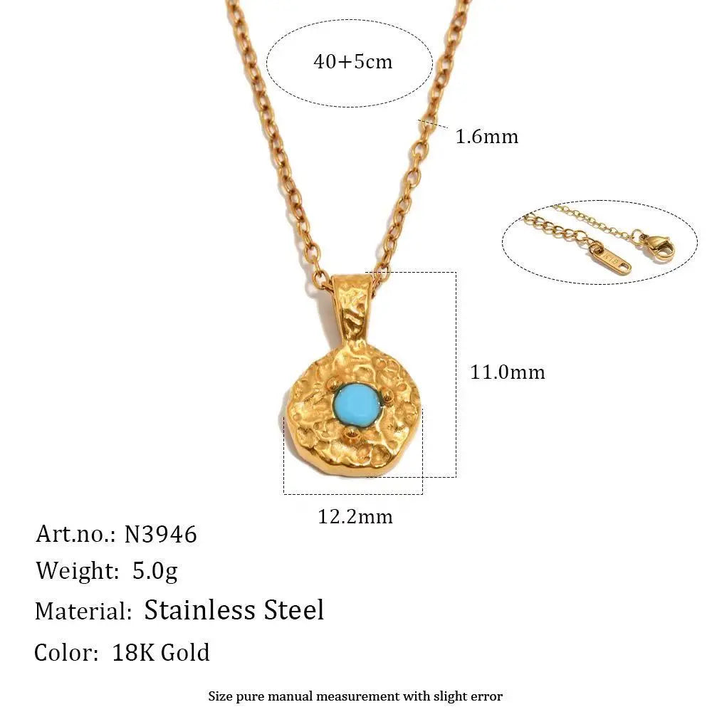 12 Birthstone Hammered Pendant Necklace