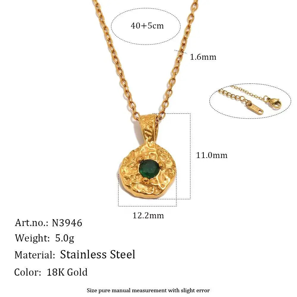 12 Birthstone Hammered Pendant Necklace