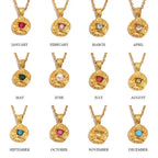 12 Birthstone Hammered Pendant Necklace