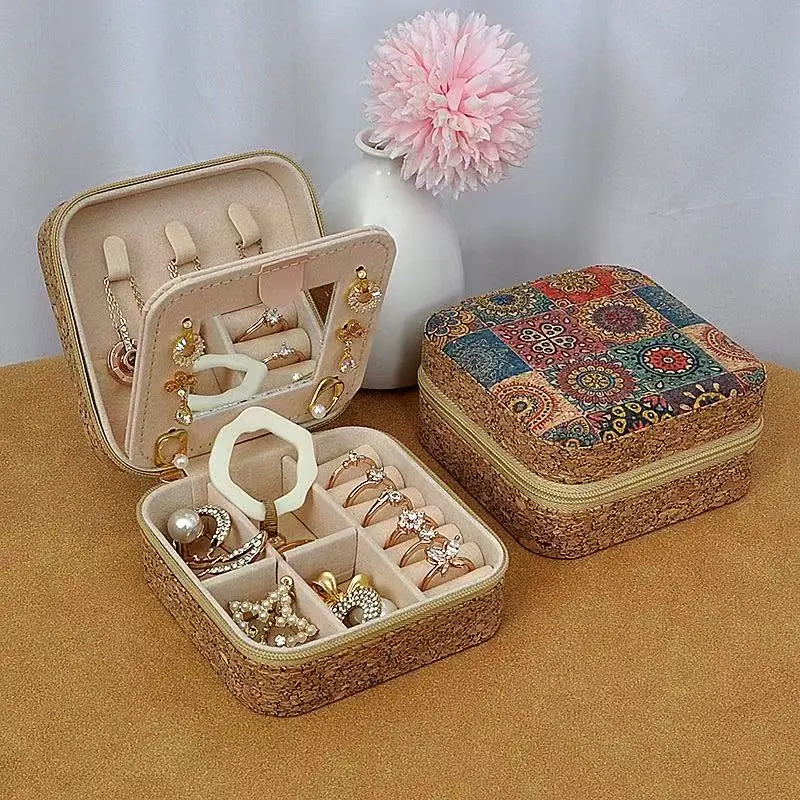 Vintage Printed Leather Jewelry Box