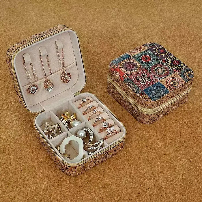 Vintage Printed Leather Jewelry Box