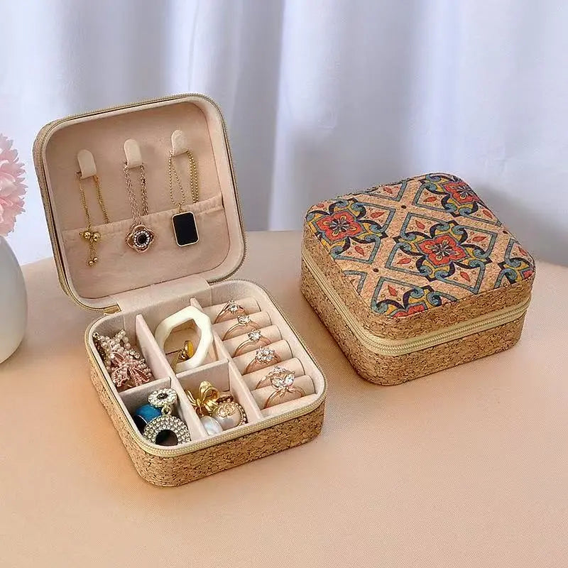 Vintage Printed Leather Jewelry Box