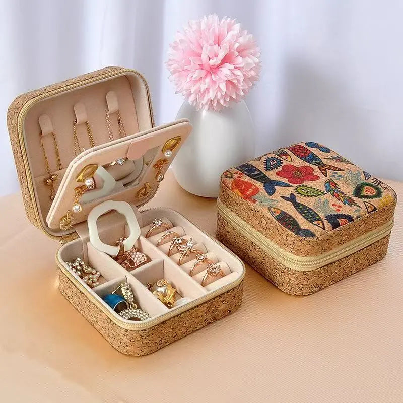 Vintage Printed Leather Jewelry Box