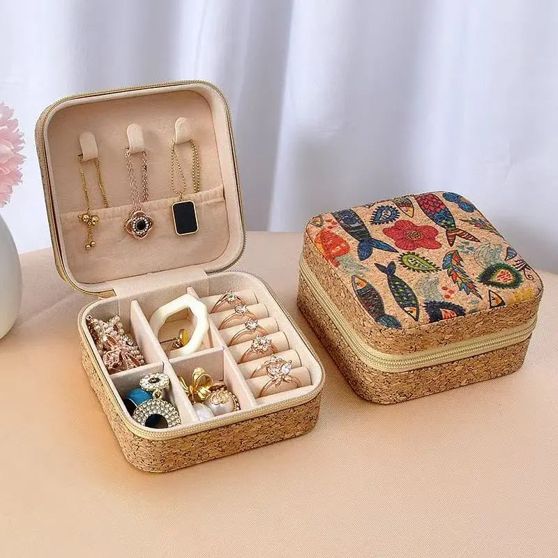 Vintage Printed Leather Jewelry Box