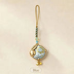Oriental Traditional Brocade Round Jade Rabbit Phone Charm