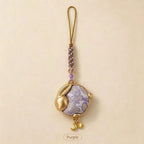 Oriental Traditional Brocade Round Jade Rabbit Phone Charm